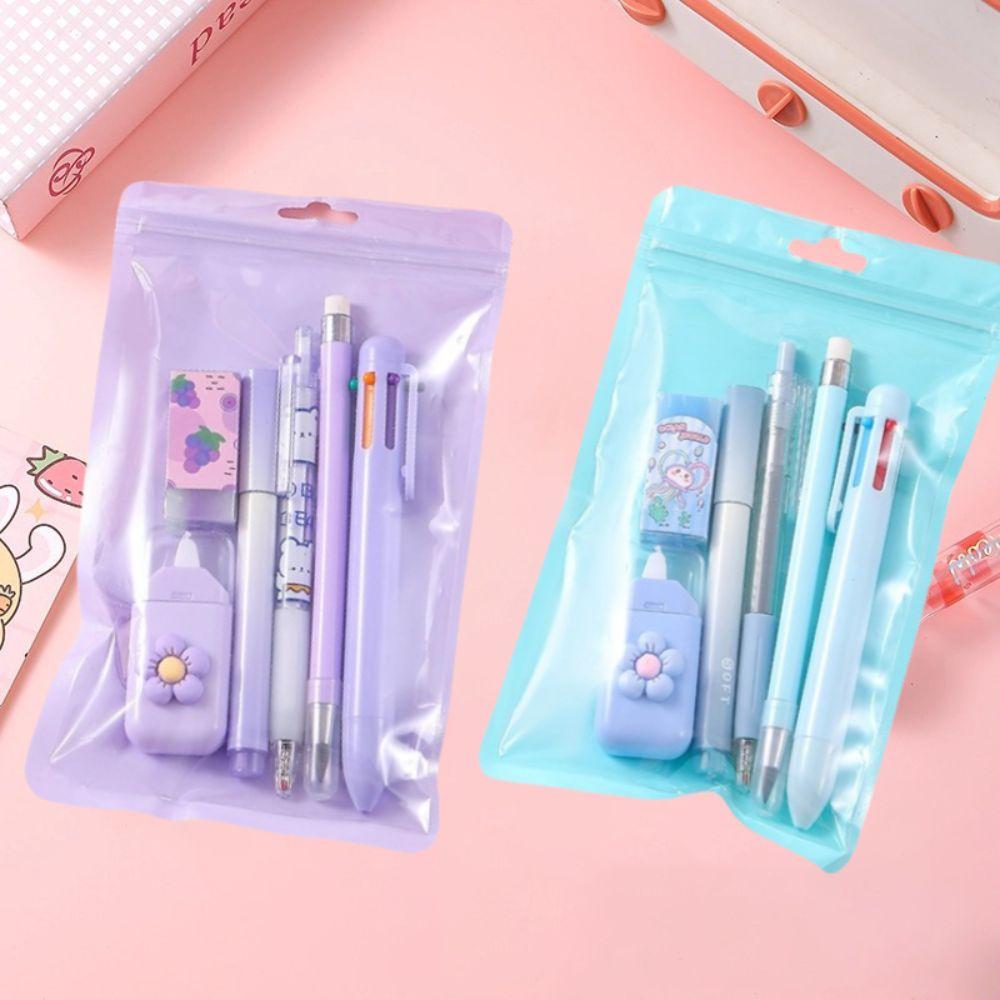 Cartoon Stationery Set Cute Pencil Eraser Correction Tape Ball-point Pen School Office Writing Supplies Gift Stationery