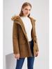 Куртка из хлопка с капюшоном и меховым воротником европейского размера Plus Size - женское теплое зимнее пальто