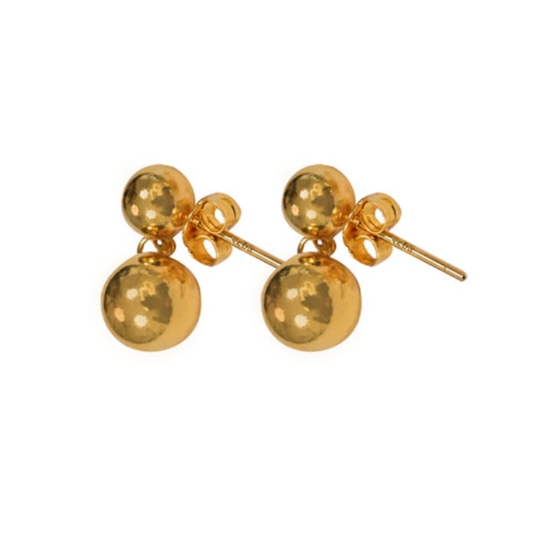 LAYERMOOD 24 Gold double ball Earring -silver925