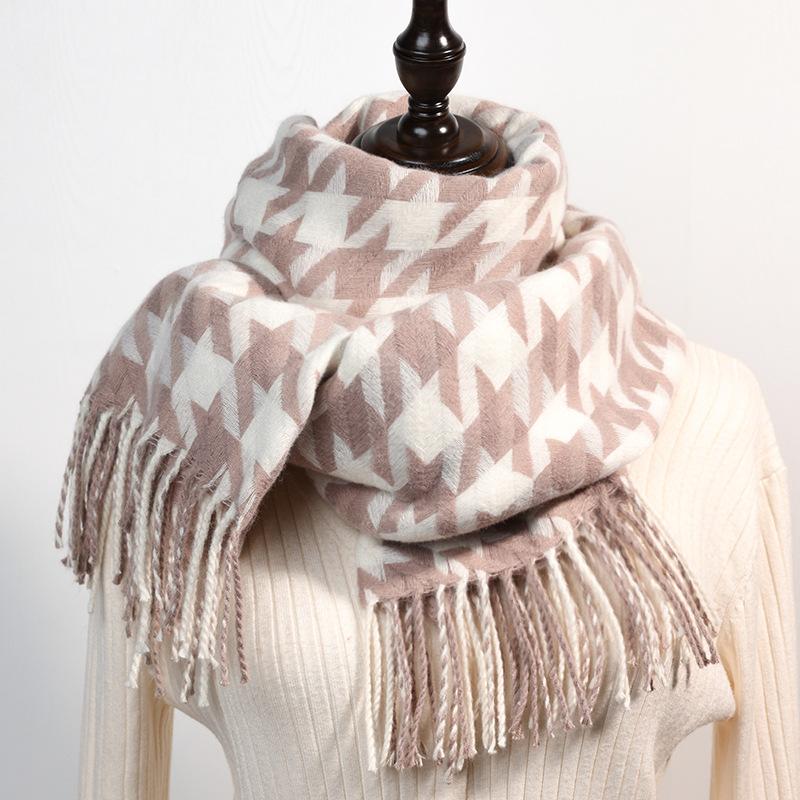 2023 Winter Faux Cashmere Women Scarf Luxury Brand Scarves Lady Tassel Bandana Women Solid Shawl Wraps Foulard Tippet Pashmina