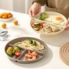 Round Divided Dinner Plate Microwave Safe Food Plates Fruit Salad Serving Tray Kitchen Tableware Plastic Dinner Dishes