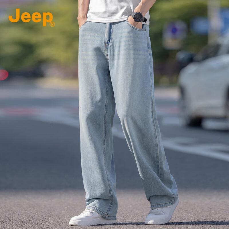 Jeep Мужские летние свободные прямые джинсы из тенсела