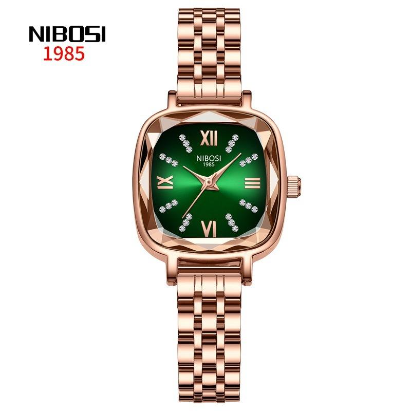 NIBOSI модные винтажные часы с бриллиантами, маленькие зеленые часы, женские часы, французские женские часы от кутюр