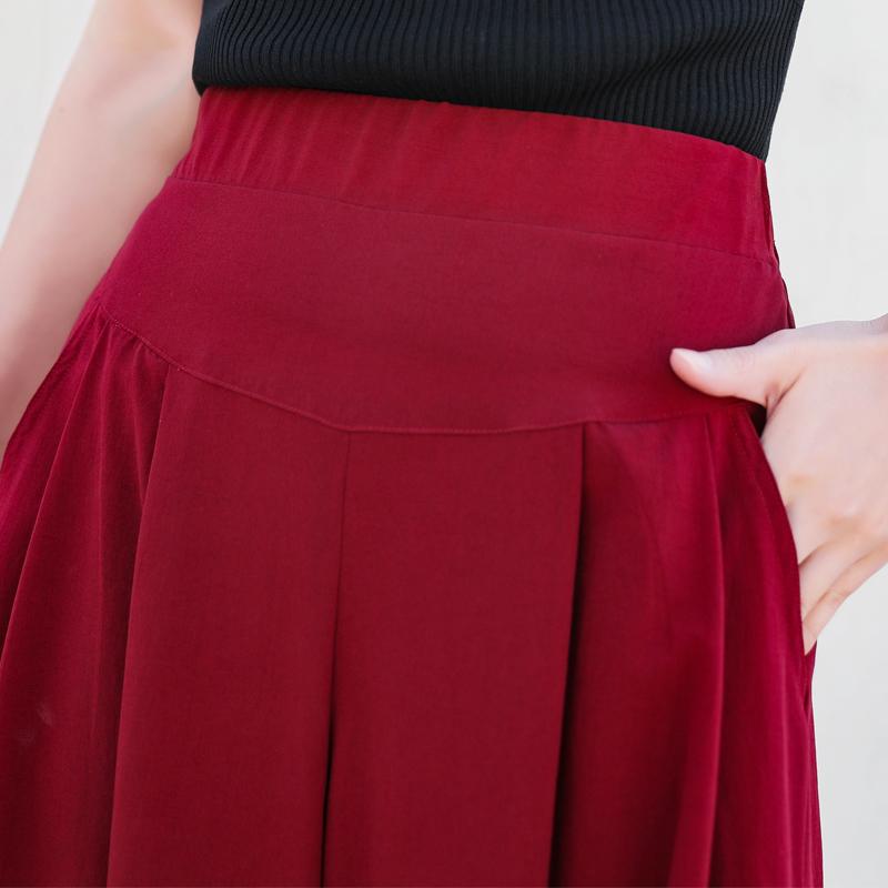 Сплошной цвет, эластичная талия, широкие брюки, женские летние повседневные свободные брюки с высокой талией, большие размеры