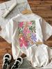 Love Flower Y2k Graphic Polyester Women's Retro Floral Print T-Shirt Soft Crew Neck Short Sleeve Top Vintage Shirt Floral Design