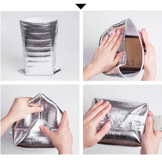 10Pcs Lunch Cooler Bag Insulated Convenient Aluminum Foil Aluminum Foil Lunch Cooler Bag for Kitchen