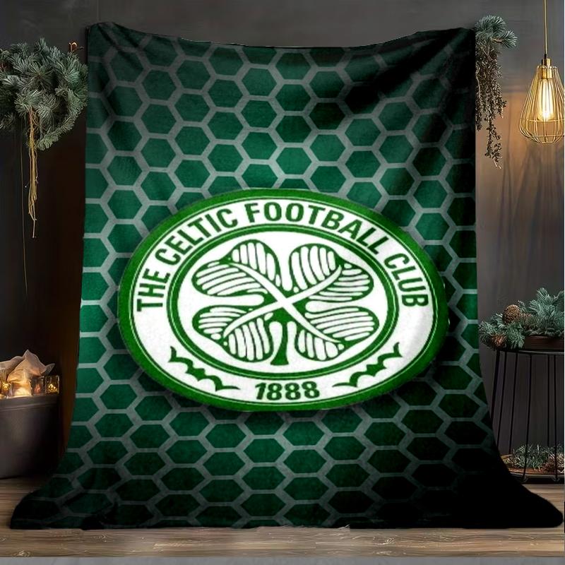 1PC Celtic Football Club Crest Printed Soft Flannel Blanket Throw for Adult Bedroom Living Room Sofa Camping Travel Fan gifts Christmas Gifts