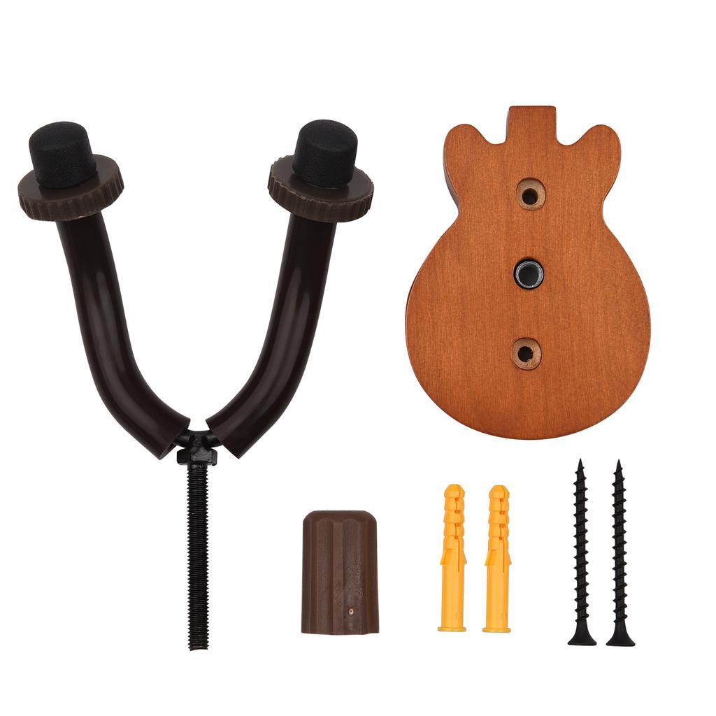 Настенная вешалка для гитары, вешалка для гитары из цельного дерева, настенный держатель с крючком, подставка с металлическими опорными стержнями