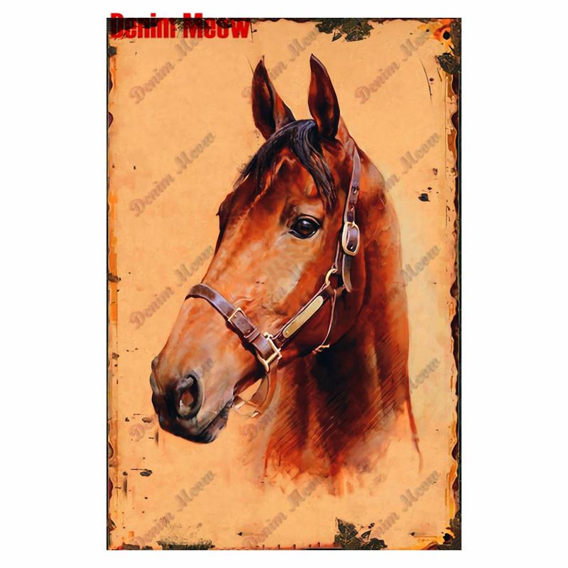 Vintage Horses Plaque Metal Tin Sign Retro Bar Home Farmhouse Decor Animal Steed Art Posters Wall Sticke