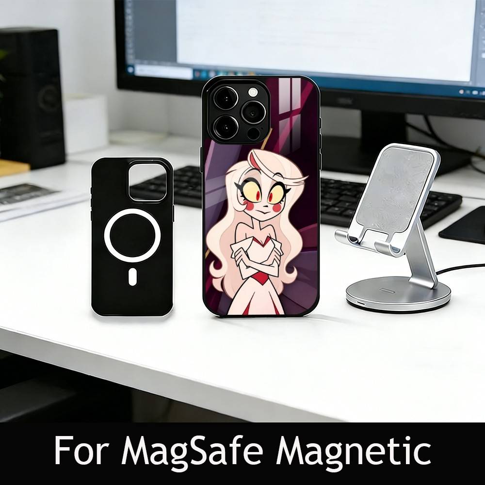 Чехол для телефона H-Hazbin C-Charlie для iPhone17,16,15,14,13,12,11 Plus,Pro Магнитный с беспроводной зарядкой Magsafe