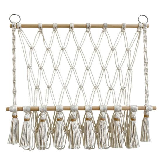 Стеллаж для хранения мягких игрушек, настенная сетка, дизайн с кисточками, яркий цвет, легко повесить, органайзер для хранения игрушек, кукол, декор детской комнаты