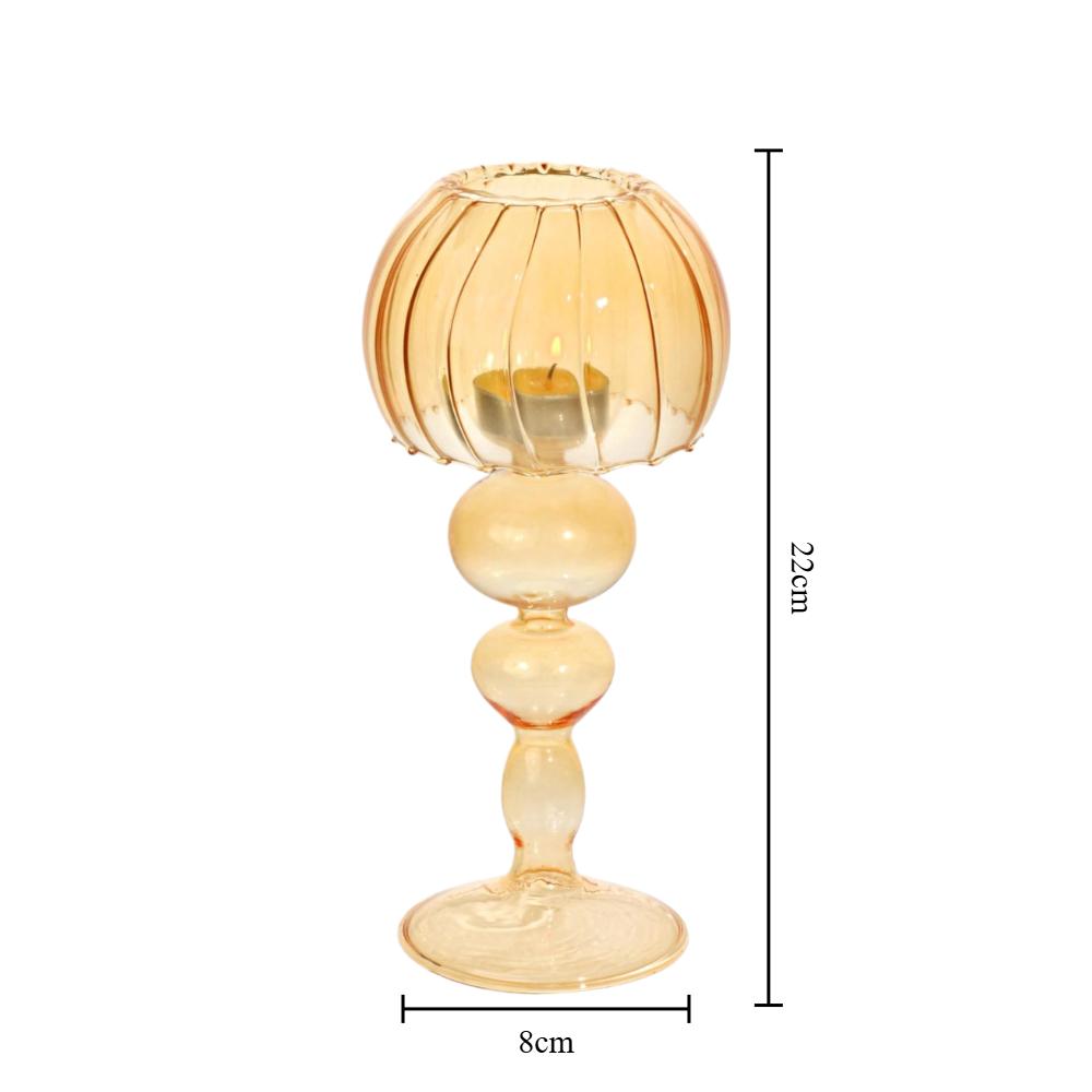 French Style Desk Lamp Shaped Glass Candle Holder Home Wedding Dinning Centerpieces Decoration Glass Tealight Candle Holder