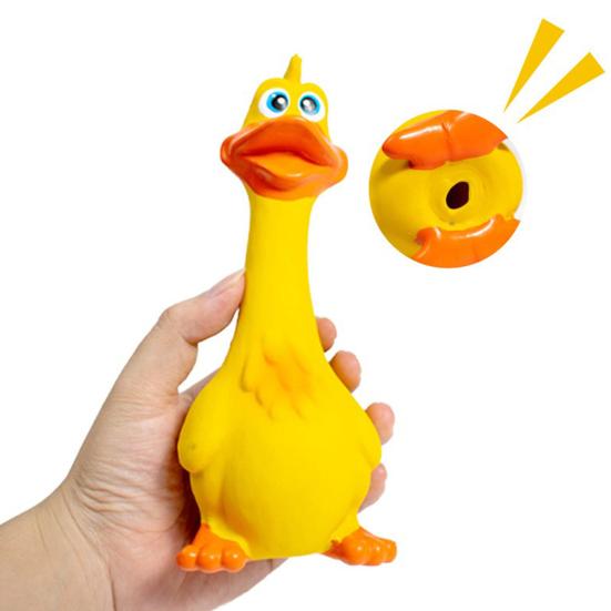 Latex Chicken Squeaky Dog Toy Funny Cartoon Duck Safe Non-Toxic Teething Toy Bite-Resistant Pet Interactive Toy Screaming Sound Pet Toys for Dogs
