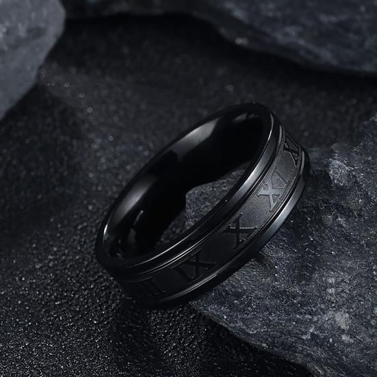 Creative Titanium Steel Finger Ring Roman Numerals Party Punk Jewelry Gift