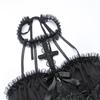 Goth Dark Mall Gothic Emo Жаккардовые платья А-силуэта Элегантные гранжевые рюшевые бандажные праздничные наряды Панк Черное женское платье для клуба на Хэллоуин