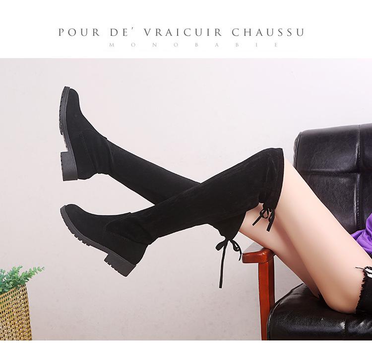 2023 Женские зимние микроэластичные ботфорты на плоской подошве с внутренней платформой.