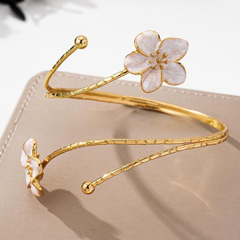 Metal Flower Open Cuff Bracelets Adjustable Floral Cuff Bracelet Open Arm Bracelets Party Jewelry