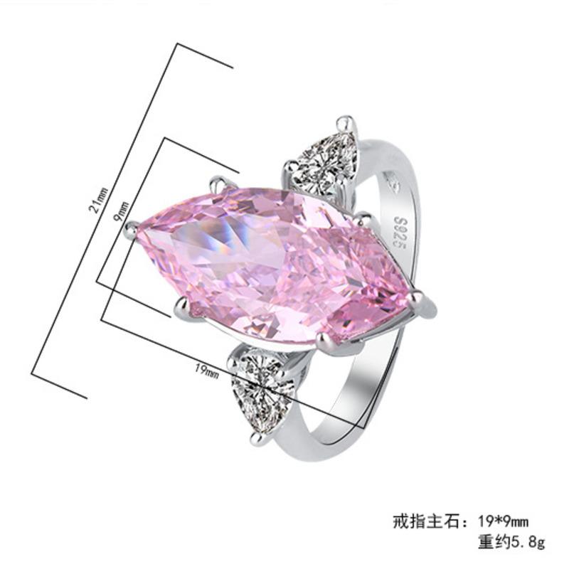 Gica Gema Vintage 925 Sterling Silver Mariquesa Cut 9*18mm Zircons Gemstone Wedding Engagement Ring Fine Jewelry