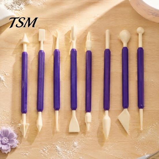 Cake Sculpting Equipment 8PCS Fondant Tool Set, DIY Decorating Kit with Ergonomic Non-slip Handles, Tools Flower Modeling And Sugar Crafting Pens for