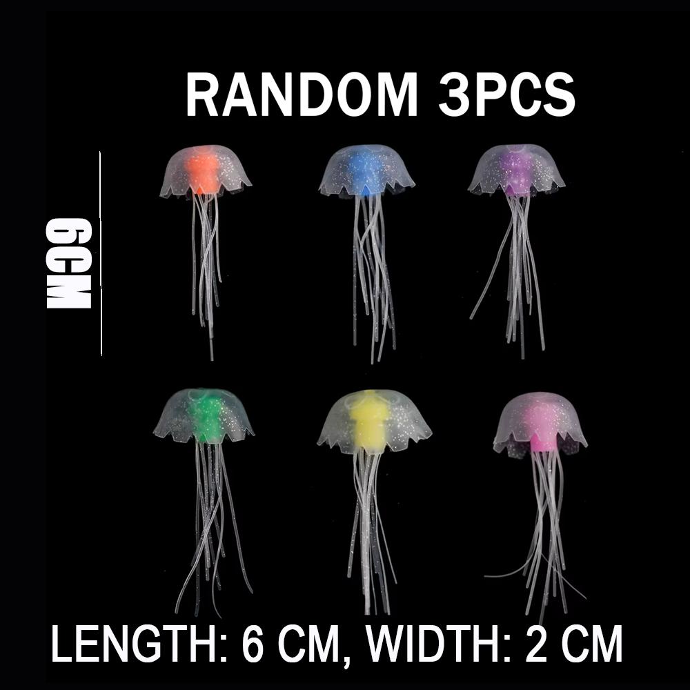 3 Pcs Glowing Jellyfish Aquarium Decoration Item Safe Silicone Aquarium Decoration Suitable For Various Fish Tanks