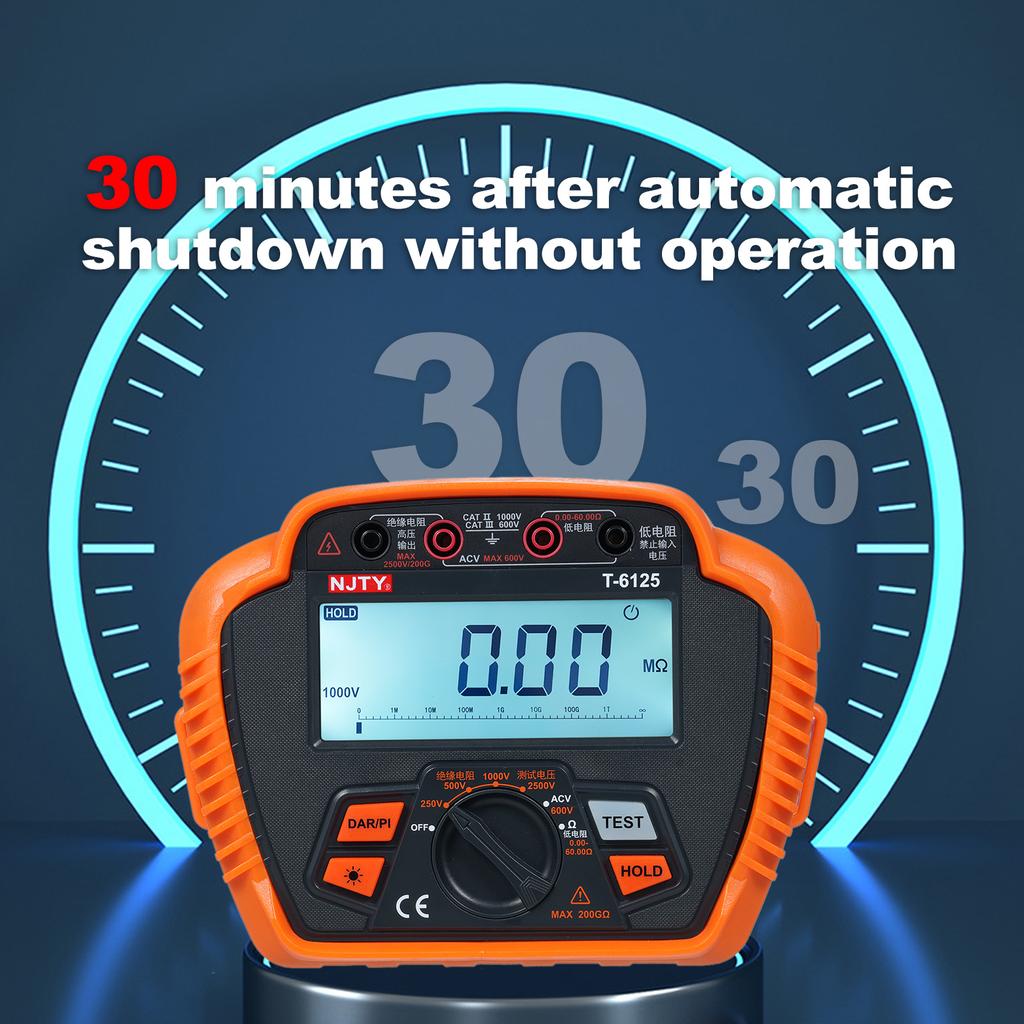NJTY Insulation Resistance Tester 2500V Digital Megohmmeter MAX 200G Ohm  Measuring Low Resistance
