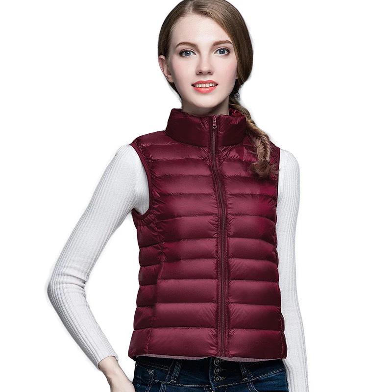 Packable Ultra-light Sleeveless Women's Winter Down Jacket White Duck Feather Warm Waistcoat Down Vest Outerwear Coats for Woman