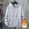8XL Autumn and Winter Hooded Sweater Men's Solid Color Plus Velvet Warm Top All-match Youth Loose Large Size Hoodie Sports Jacket