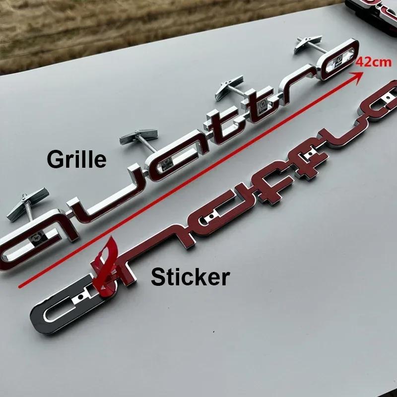 3D Car Front Grille Emblem for 4HGVI Quatrro RS6 RS7 A6 A3 A4 A5 A7 A8 Q3 Q5 Q7 TT S3 A4L A6L RS3 RS4 RS5 Logo Decor Accessories