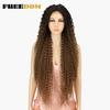 FREEDOM Synthetic Lace Front Wigs For Women Long Curly Hair 36 Inch Cosplay Wigs Blonde Ombre Heat Resistant Synthetic Lace Wig
