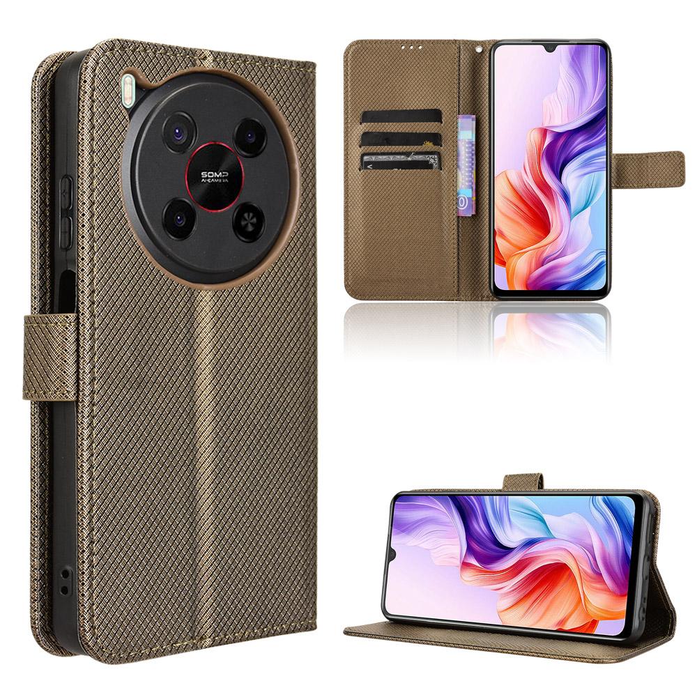 For ZTE Blade V70 Max Leather Wallet Case with Strap Diamond Texture Phone Cover