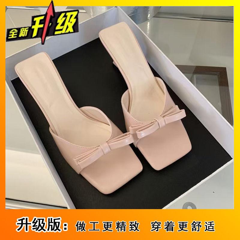 С юбкой крутые тапочки туфельки феи 2025 лето новая бант однословные высокие каблуки высокие каблуки крутые тапочки женщина