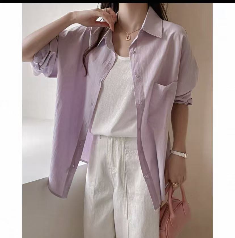 Summer 1116 New Mint Green Loose Long Sleeve Shirt Women's Spring and Autumn Sunscreen Commuter Versatile Shirt