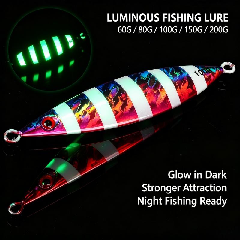 TLLuminous Slow-Jigging Iron Plate Lure 3D Bionic Eyes for Sea Fishing Boat Lures 60g-200g