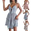 Летнее платье, прохладное, быстросохнущее, стильное пляжное мини-платье на бретельках с цветочным принтом и листьями, повседневная одежда