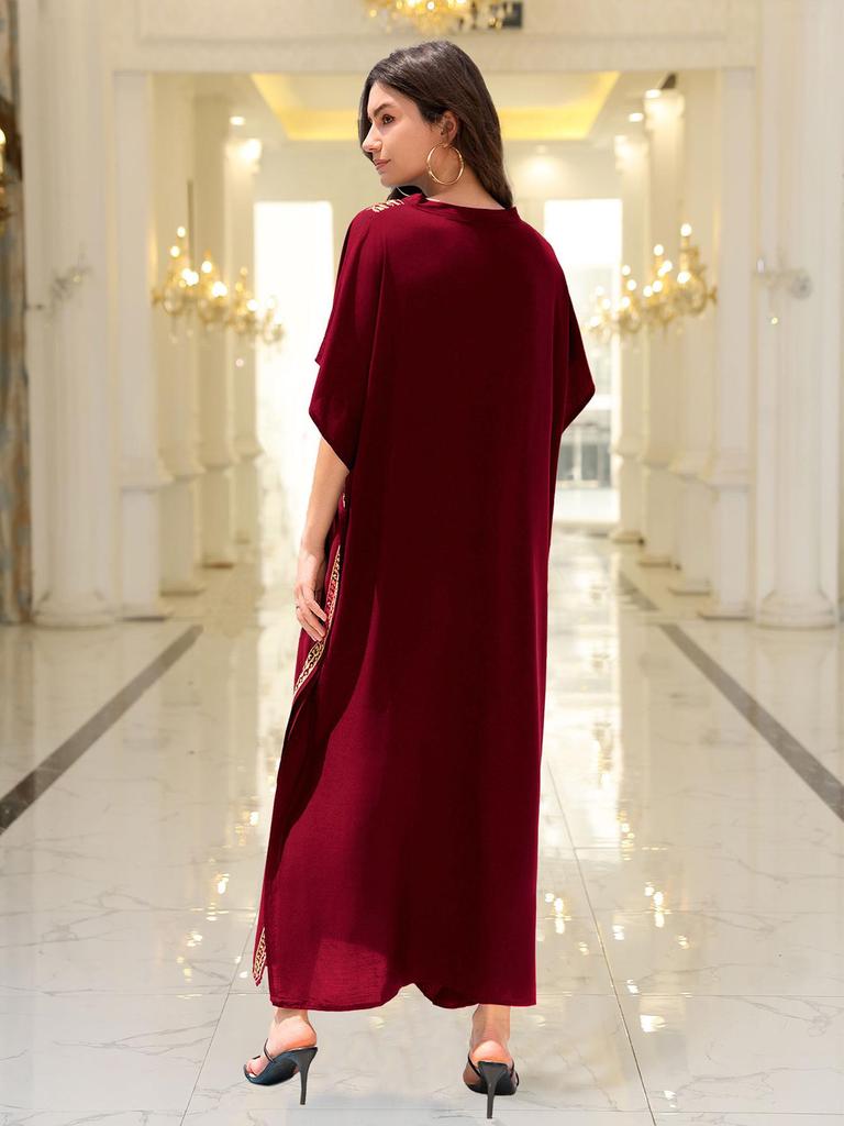 Women's Loose Long Beach Cover-up: Rayon Embroidery Bikini Sunscreen Robe