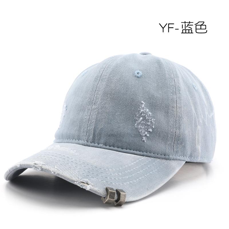 Women's solid-color, plain, washed, distressed, and ripped baseball cap, suitable for outdoor activities, providing sun protection and shade