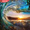 HUACAN Diamond Mosaic Scenery 5D DIY Diamond Painting Cross Stitch Sunset Embroidery Sea Wave