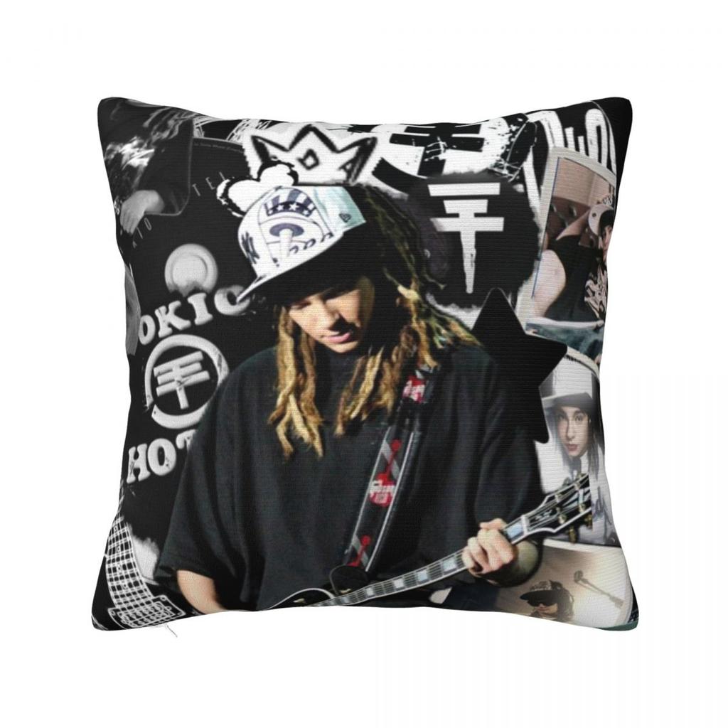 Tokio Hotel Том Каулитц Музыкальная Группа Квадратная Наволочка Чехол на Подушку Декоративная Наволочка на Подушку-Подушку на Молнии Уютная Подушка-Плед для Дома Машины