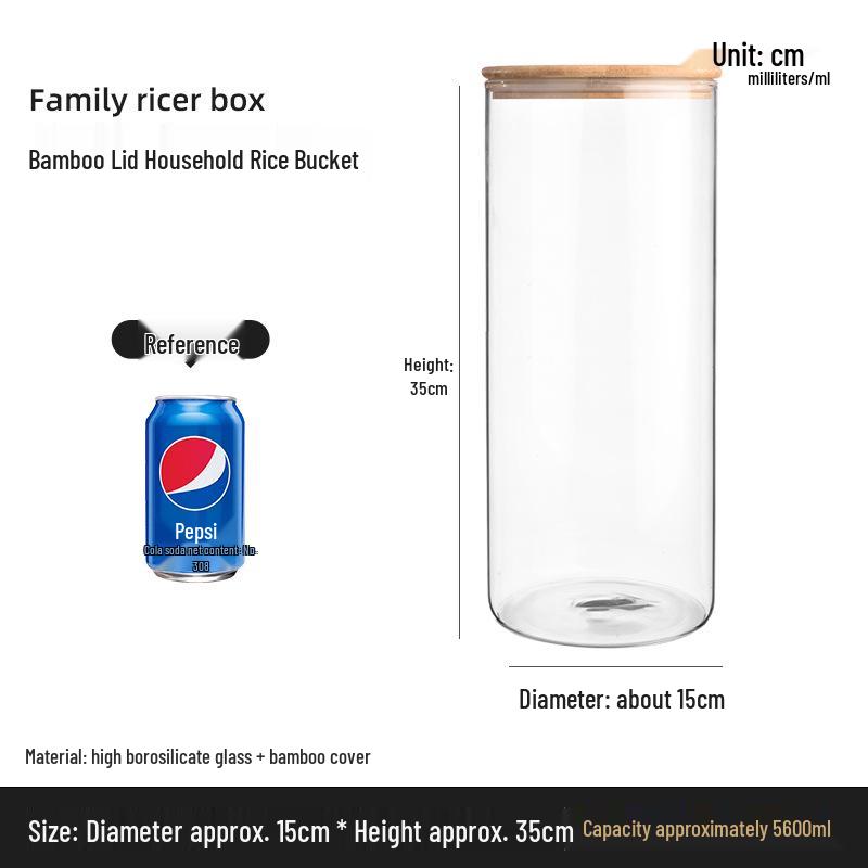 Стеклянная банка для хранения с бамбуковой крышкой - Влагонепроницаемая, пищевая, прозрачный кухонный контейнер