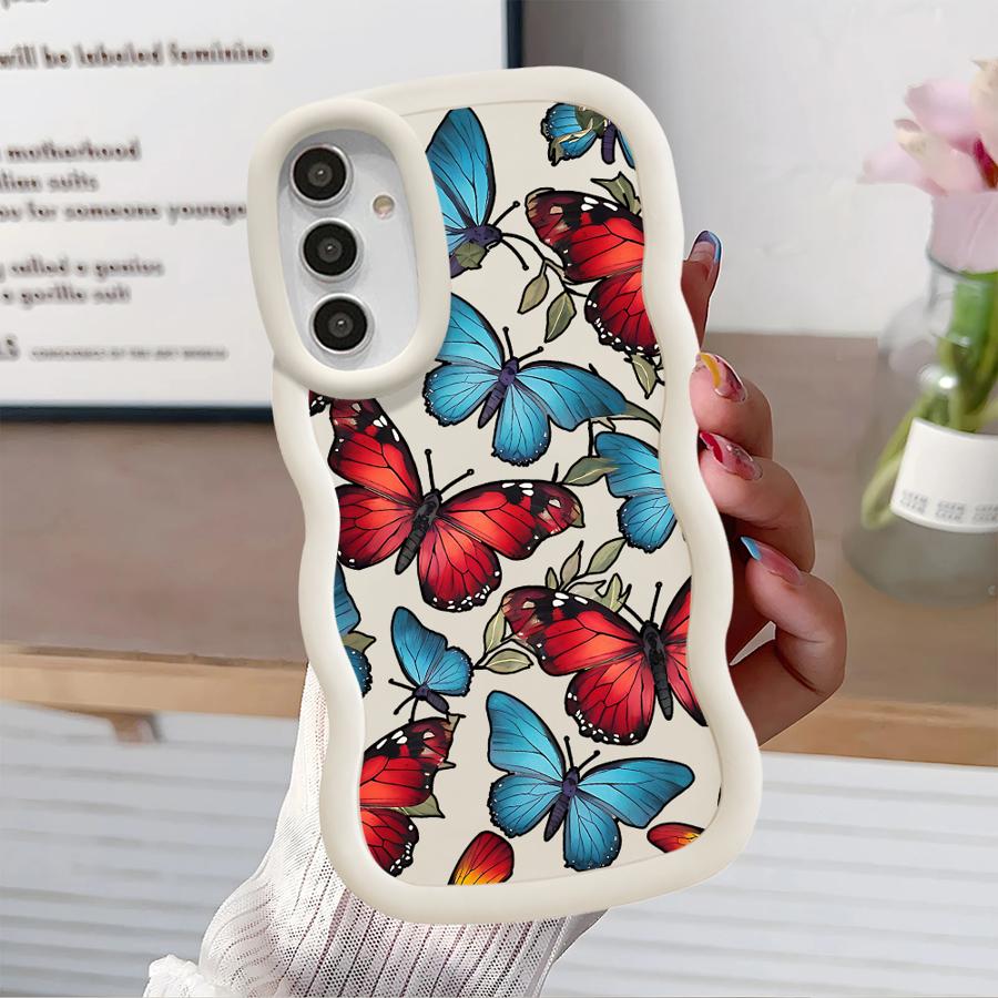 Красный Синий Чехол-Бабочка для Samsung Galaxy A14 A15 A12 A13 A21s A16 A52 A11 Мягкий Чехол для Телефона A33 A03 A04 A06 A53 A23 A05 A22