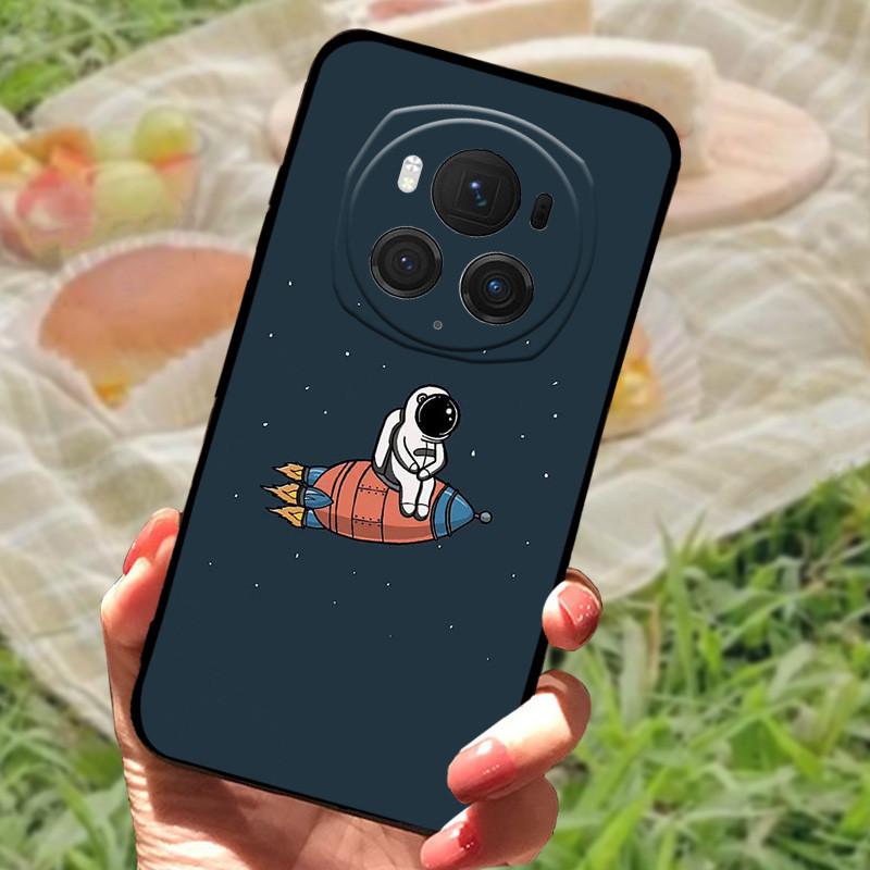 Чехол-бампер для Honor Magic6 Pro, силиконовый, мягкий, с рисунком под мрамор, черный, полный комплект защиты