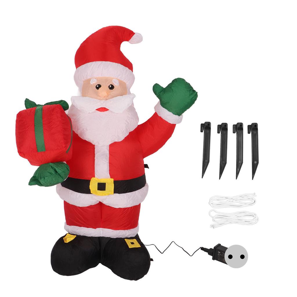 Рождественское надувное украшение 4 фута из полиэфирного волокна Дед Мороз держит подарок на Рождество