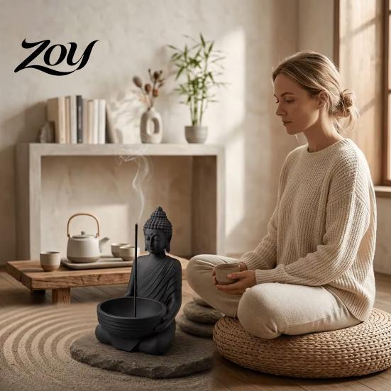 Декор для комнаты йоги 3D-печатный держатель для благовоний Будда для палочек, Дзен-горелка в керамическом стиле с поддоном для пепла, Медитация Прихожая Чай