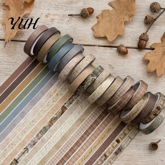Subtle Border Washi Tape 20 Rolls Vintage Set, Retro Patterns Decorative Masking Tapes Tone for Arts, DIY Crafts, Journals, Planners, Scrapbook, Card