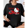 Red Bow Printed Womens Fashion Pattern Short Sleeve Shirt  Hello Kitty Cute Comfortable Summer Womens Tshirt