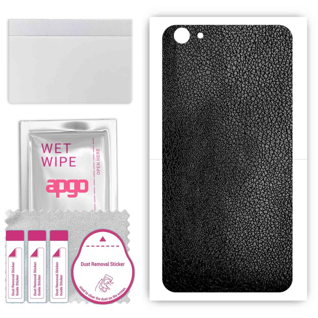 apgo Protective Skin Sticker for the Back Compatible with Vivo X9 Plus, Wrap Film, Foil, Vinyl - Pattern Black Leather