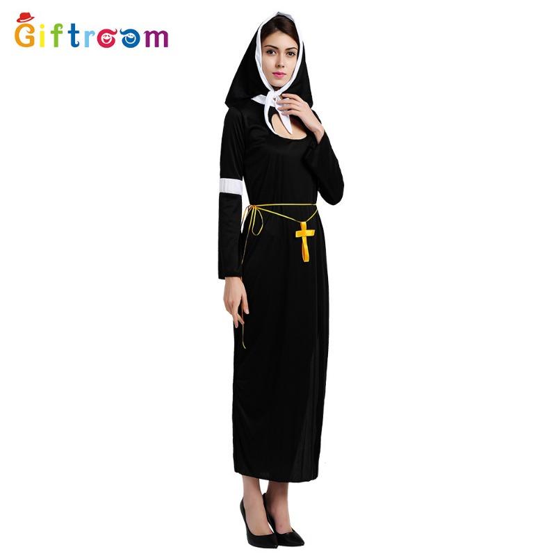 Halloween Drama Stage Performance Sexy Nun Robe Party Cosplay Costume