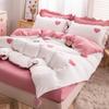 Комплект постельного белья с розовыми сердечками в скандинавском стиле с наволочками, домашний текстиль для девочек, дышащий пододеяльник, размер King Queen Twin