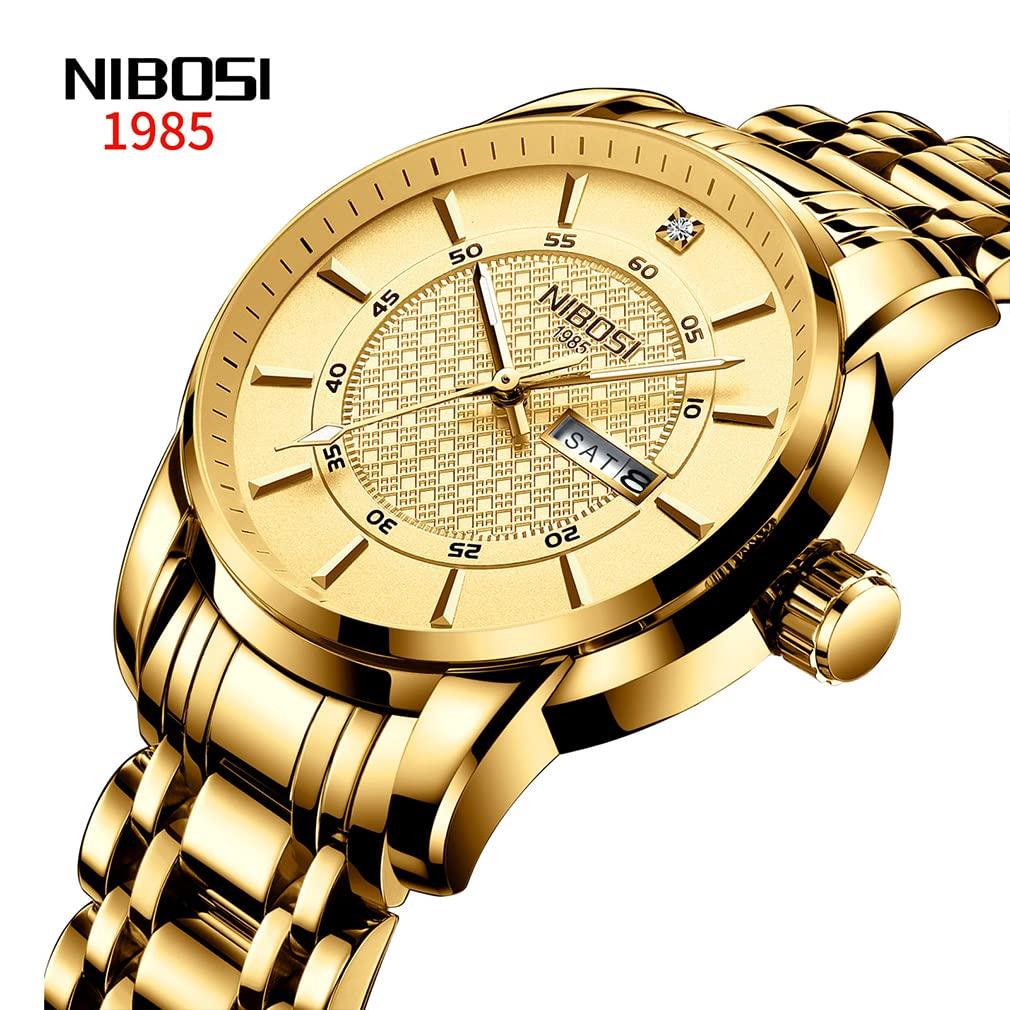 Классические деловые наручные часы из нержавеющей стали с золотым покрытием, водонепроницаемые, аналоговые, стильные, с металлическим ремешком, повседневные, с указанием даты, дня недели, флуоресцентные часы для