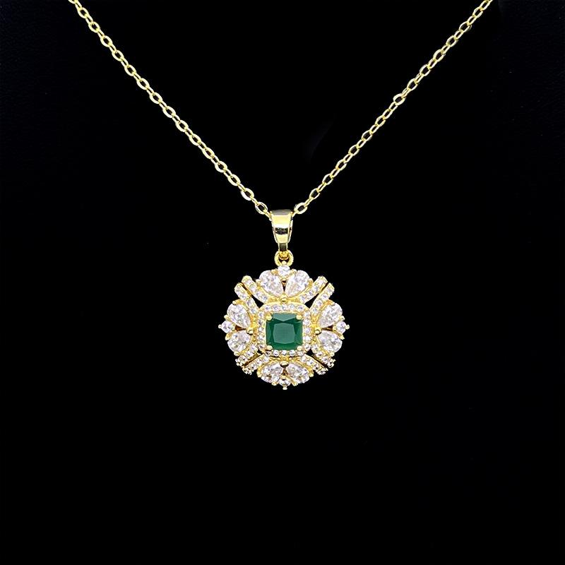 Jewelry Set, Copper-Plated Gold-Inlaid Zircon Jewelry Three-Piece Set, Necklace, Earrings, Ring Set.